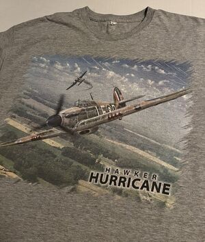 Hawker Hurricane British Fighter Plane Aircraft T-Shirt XL Military UK Air Force